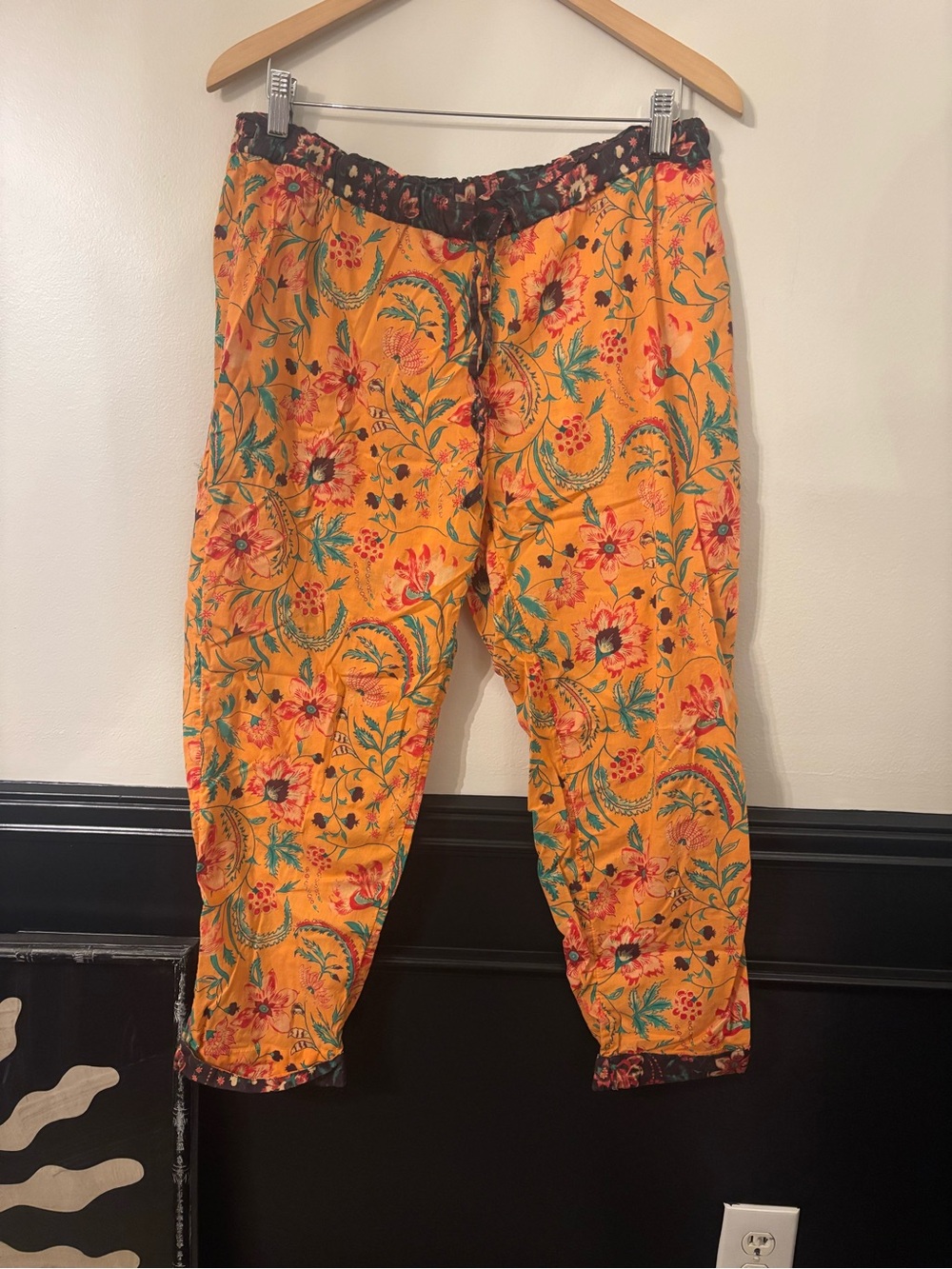 Sundance Vibrant Floral Yellow Boho Printed Pajama Pants - M